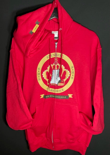 Red S.H.S Zippered Hooded Sweatshirt